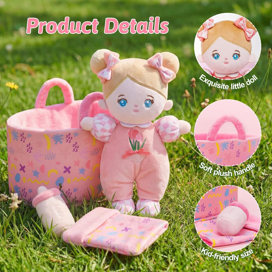 OUOZZZ - Set de regalo de minimuñeca rosa de bebé afelpada de 10 pu...