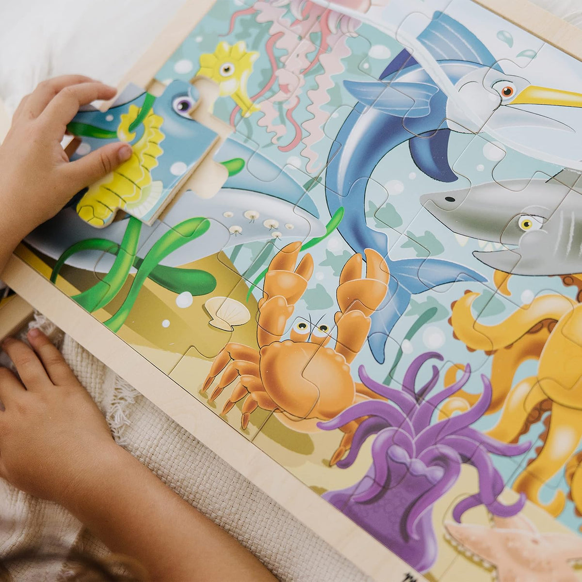 melissa & doug animales bajo el mar océano rompecabezas de madera, Versión estándar, Multicolor