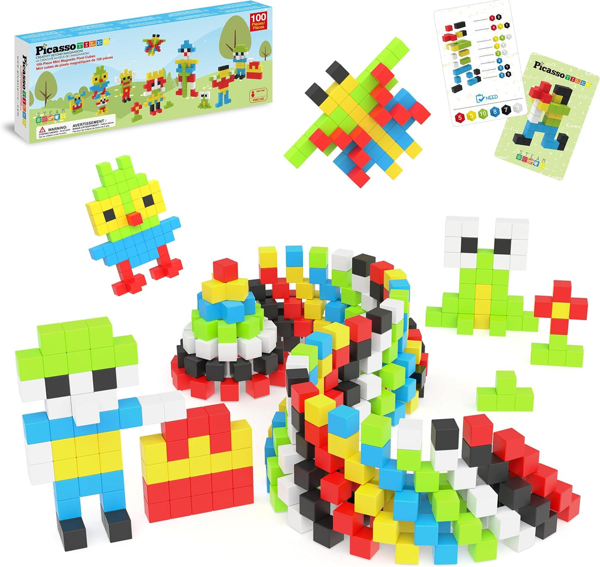PicassoTiles 108 piezas Cubos Magnéticos de Puzzle de 1"
