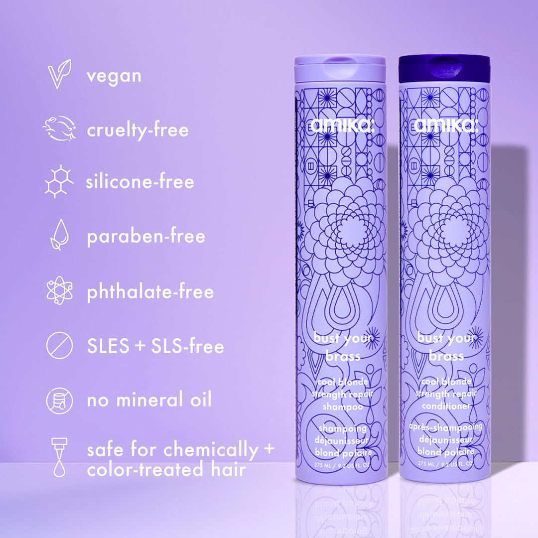 amika bust your brass cool blonde strength repair shampoo