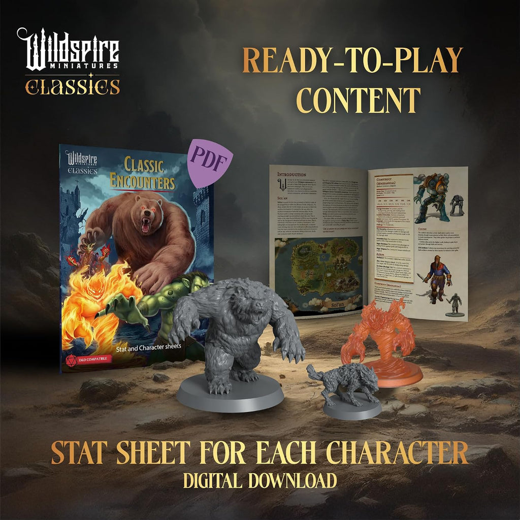 Encuentros clásicos – 125 miniaturas icónicas de DND a granel, sin pintar 1.102 in para D&D Minis, miniaturas DND, figuras de dragones de mazmorras, minifiguras, accesorios de mesa de fantasía