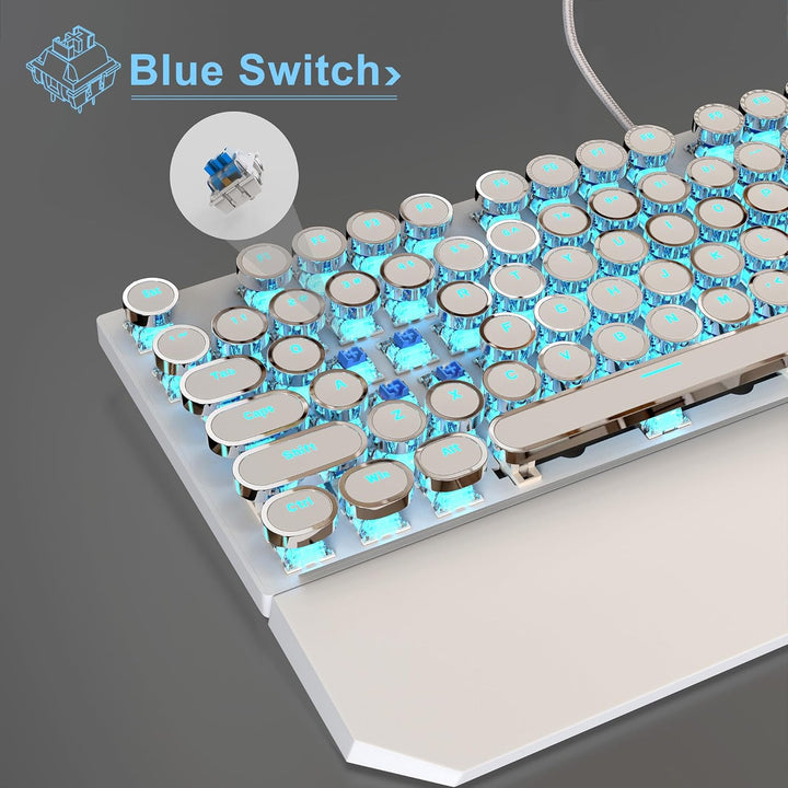 Teclado mecánico para juegos estilo máquina de escribir MageGee, te...