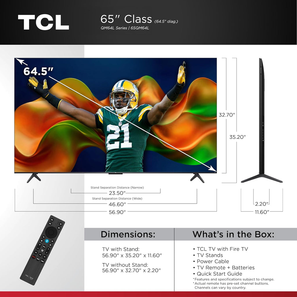 TCL 65" QM64L alto contraste QD-MINI-LED 4K AI Smart Fire TV
