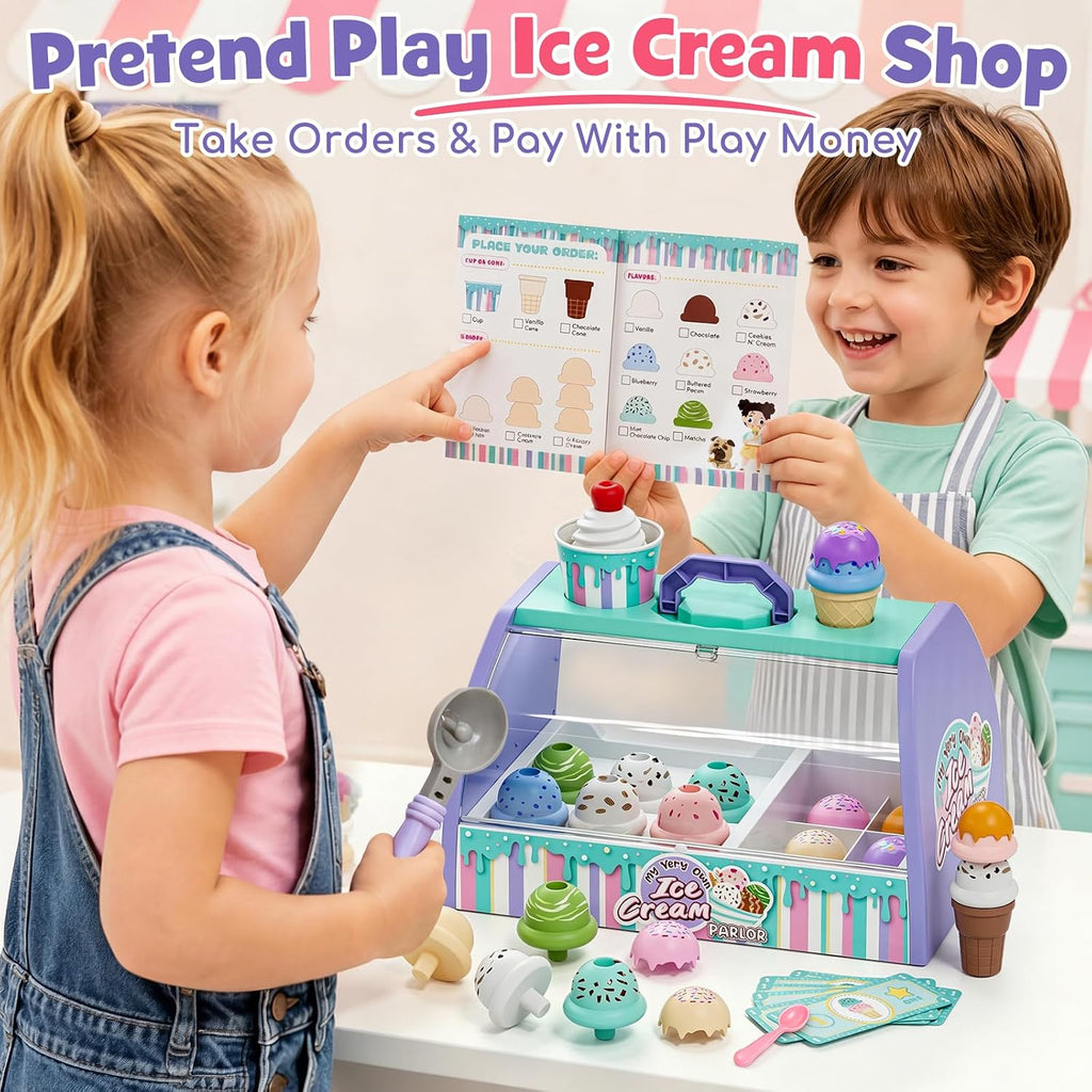 Lehoo Castle Juguetes de helado para niños pequeños de 3 a 5 años, juguetes para niñas de 3 a 4 años, juego de tienda de helados para niños, regalo para niñas y niños de 3, 4, 5, 6 años