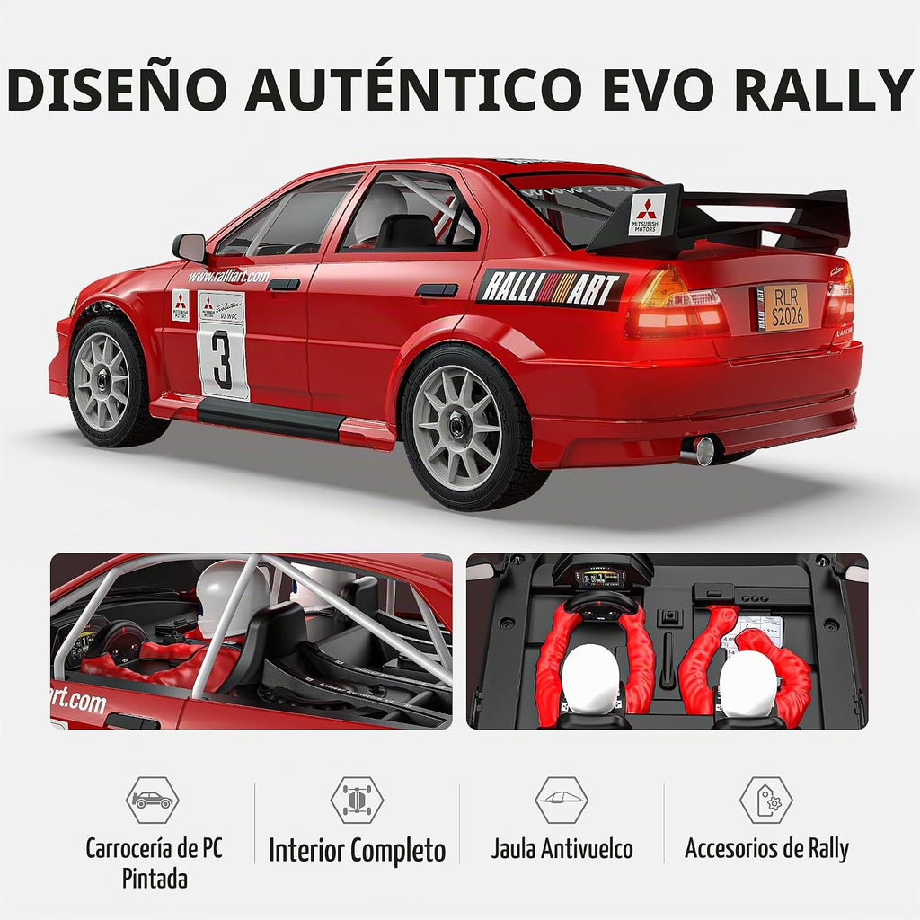 Mitsubishi EVO 6.5 TME con licencia 1/7 sin escobillas RTR Coche RC de Rally, SLEVO-07
