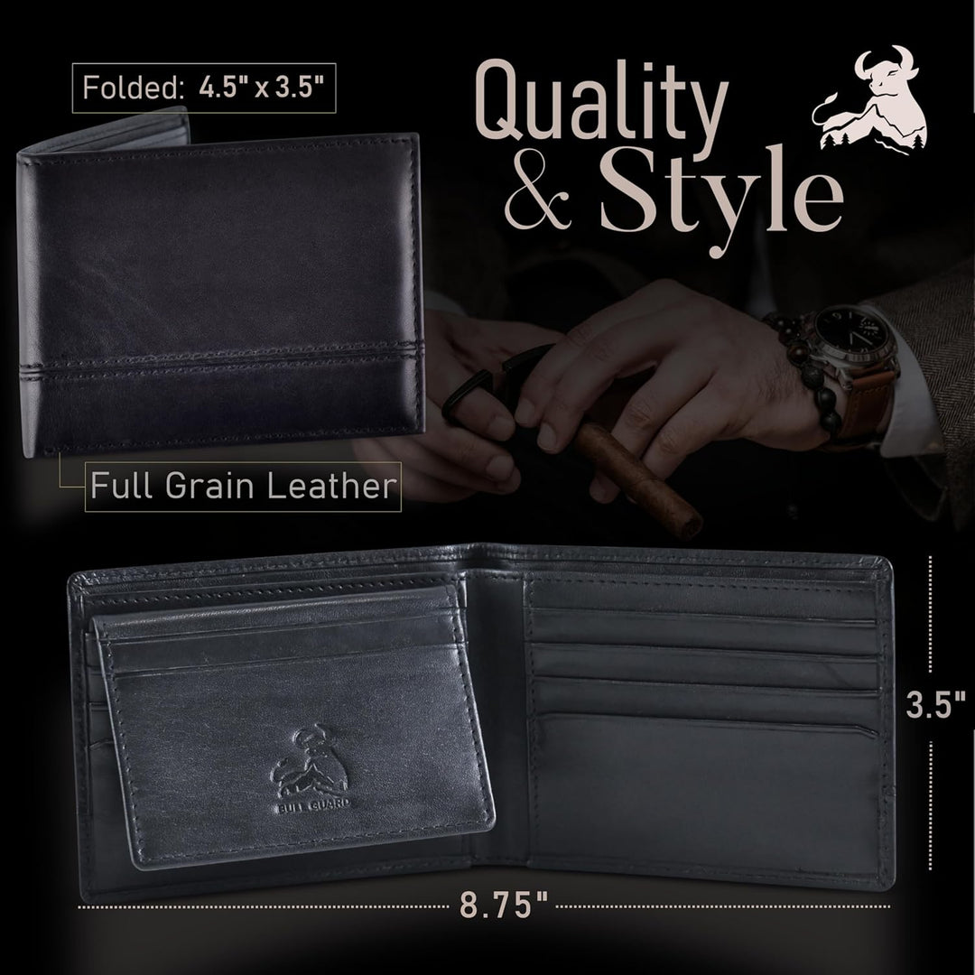BULL GUARD Cartera de Cuero Rfid | El Bifold Delgado del Caballero...