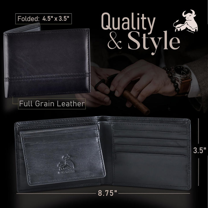 BULL GUARD Cartera de Cuero Rfid | El Bifold Delgado del Caballero...