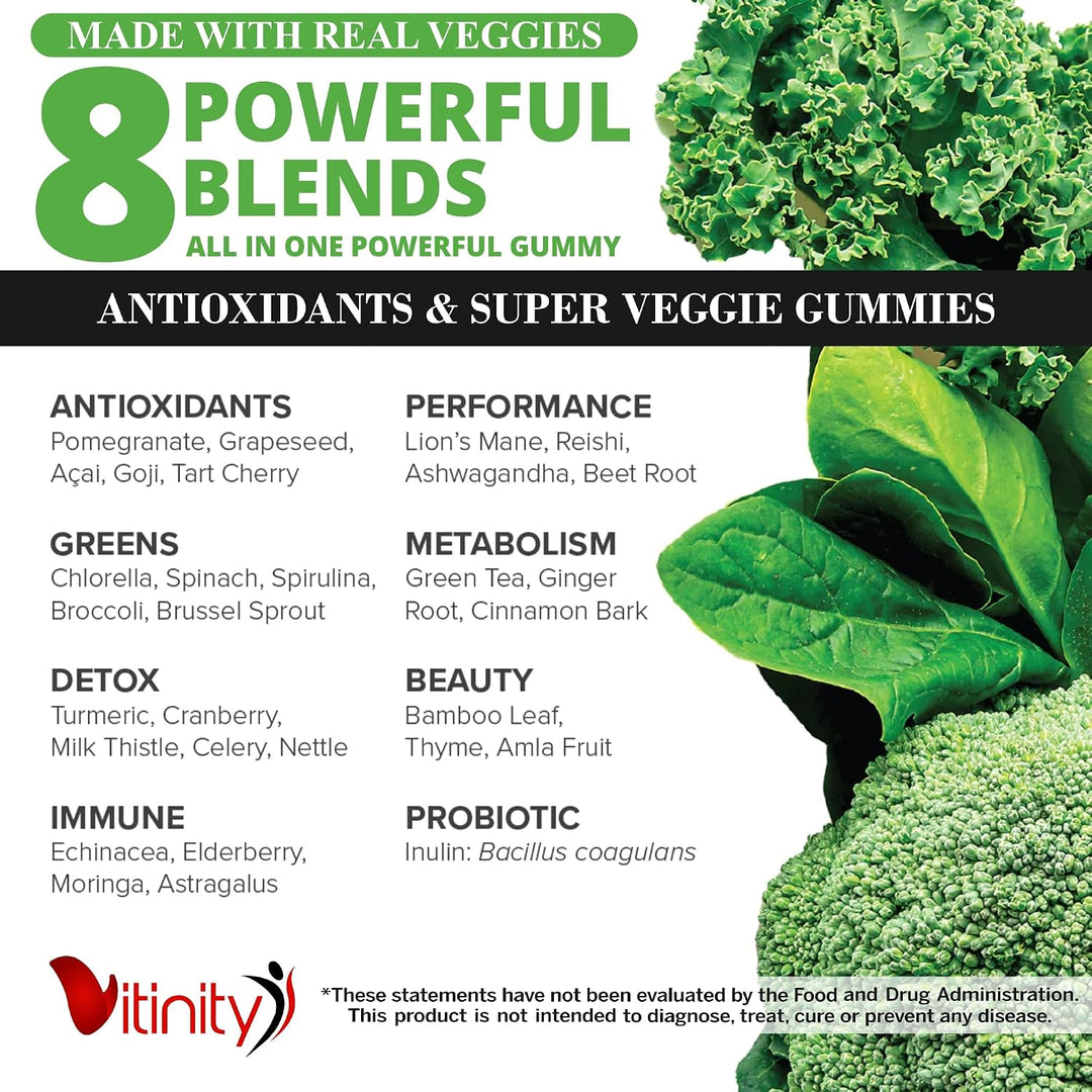 VITINITY Hecho con frutas reales y gomitas vegetales reales, suplem...