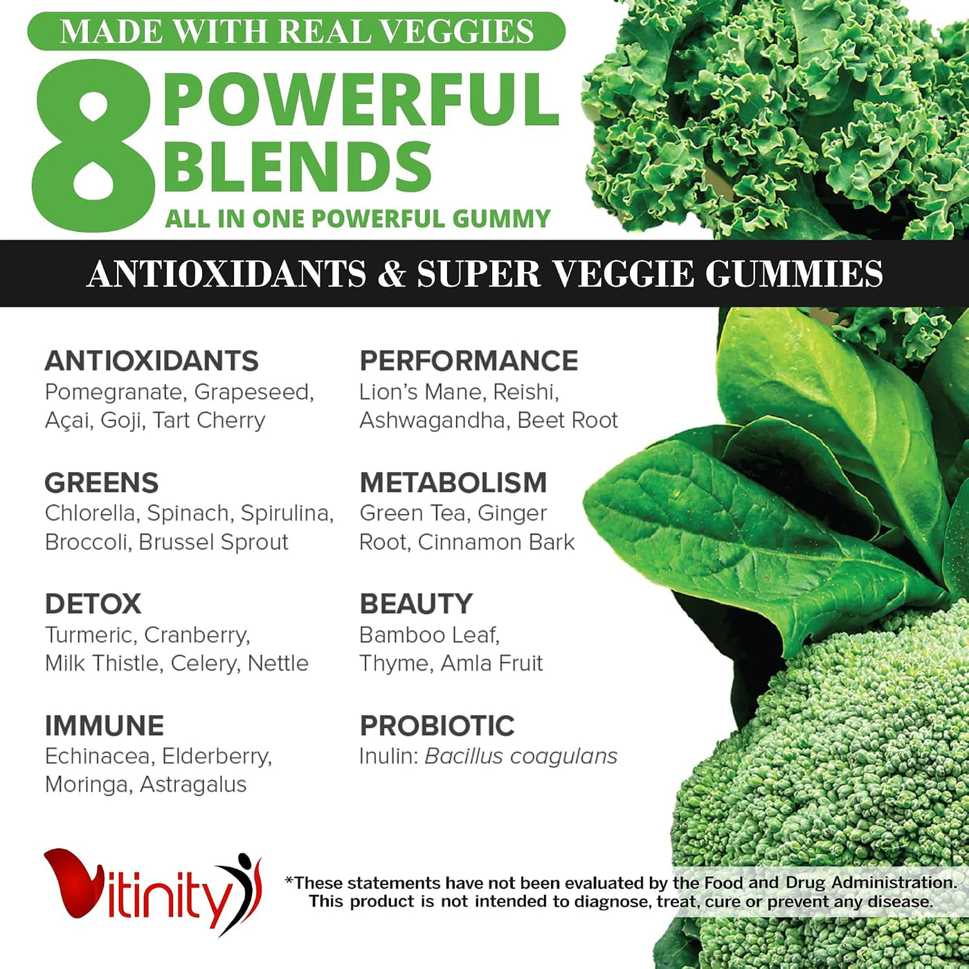 VITINITY Hecho con frutas reales y gomitas vegetales reales, suplem...