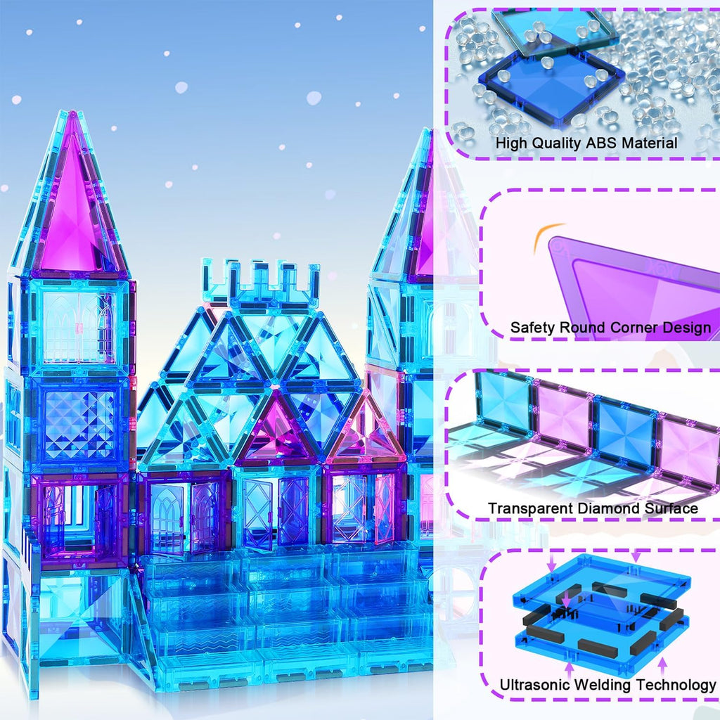 Azulejos magnéticos, 116 bloques de construcción magnéticos, bloques magnéticos de diamante 3D, juguetes de construcción para niños, juguetes educativos para niños y niñas de 3, 4, 5, 6, 7, 8
