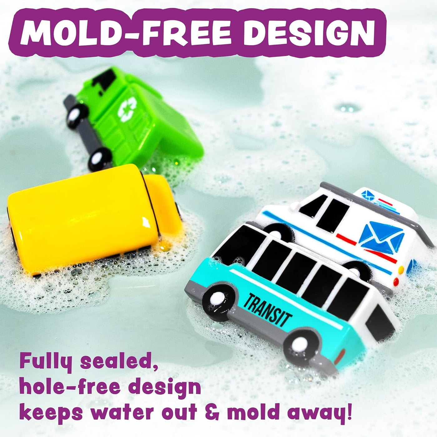 Tub Works Vehicles - Juguetes de baño sin moho para coches