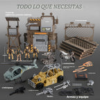 JOYIN Juego de juguetes de base militar que incluye vehículos del ejército, figuras de acción de hombres del ejército y accesorios de equipo de armas, juguetes militares de combate