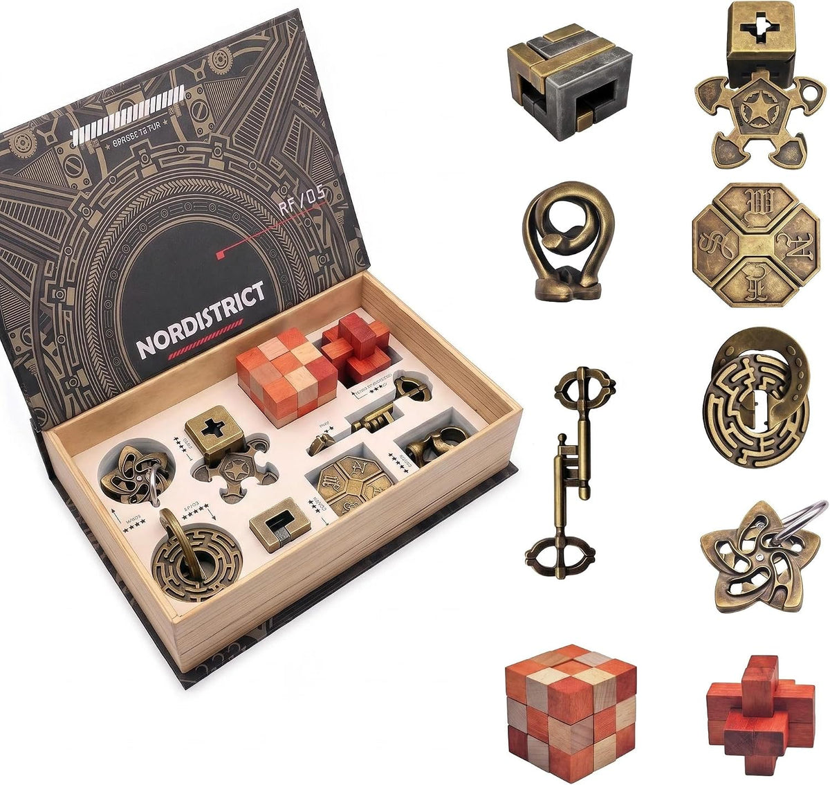 Juego de 9 rompecabezas de metal para el cerebro, rompecabezas de cerebro entrelazado 3D para adultos y adolescentes, juguete de escritorio antiestrés, regalo para aliviar el estrés para cumpleaños, Navidad, vacaciones y fiesta familiar