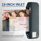 SINCHI Laminador comercial de 13 pulgadas | 3-10 mil, 4 rodillos, calentamiento de 48 segundos, 17 s/hoja, diseño resistente sin atascos, funciona con cartulina y impresiones oscuras, incluye 10 hojas, ideal para oficina, escuela y negocios