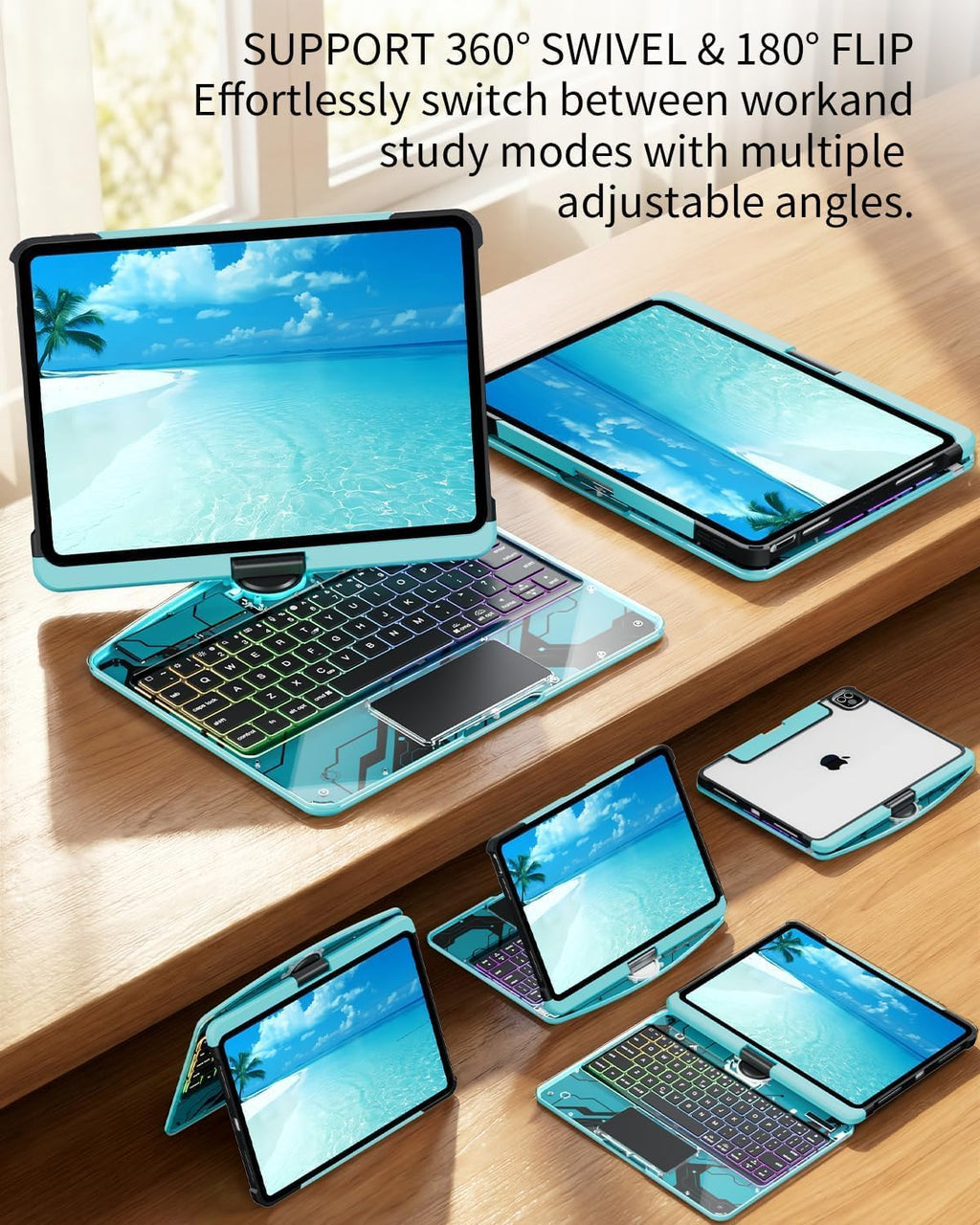 Funda de teclado Bluetooth de rotación de 360° para iPad Pro de 13 pulgadas