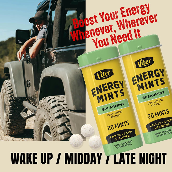 Viter Energy 40mg Mentas de cafeína - Sin azúcar, vitaminas B, vega...