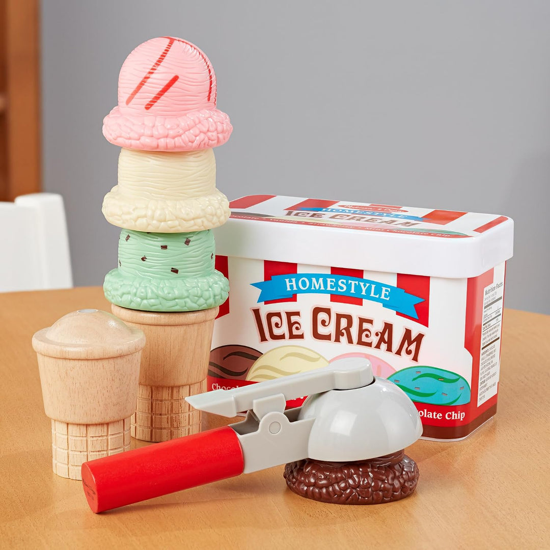 Melissa &amp; Doug Juego de helado Scoop and Stack, juguetes magnét...