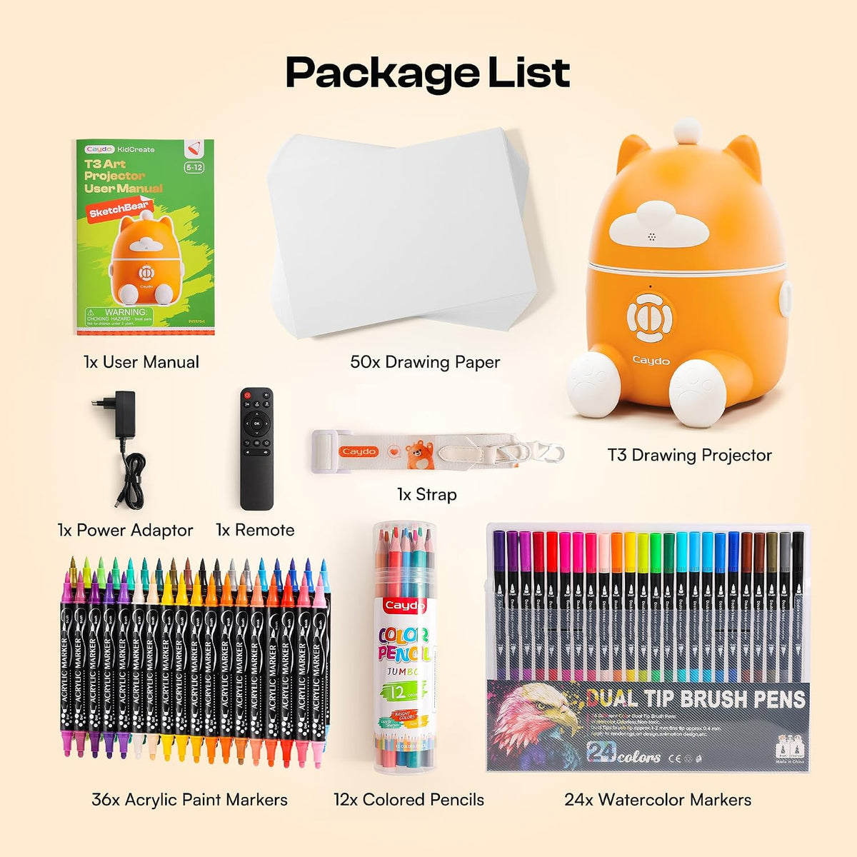Caydo T3 - Kit de proyector de dibujo AI con aplicación para niños a partir de 5 años