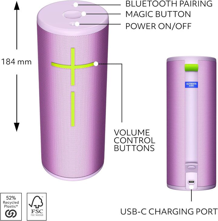 Ultimate Ears Boom 4 - Altavoz Bluetooth portátil impermeable con s...