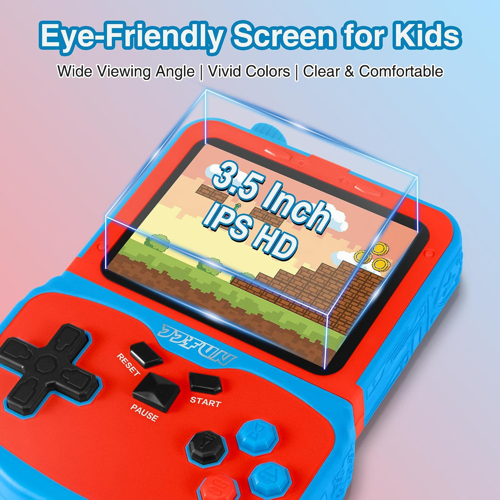 Consola de videojuegos portátil para niños, 220 juegos clásicos retro integrados, reproductor de mano Plug & Play con pantalla IPS de 3.5 pulgadas, juguete de viaje recargable, regalo de cumpleaños para niños y niñas, azul
