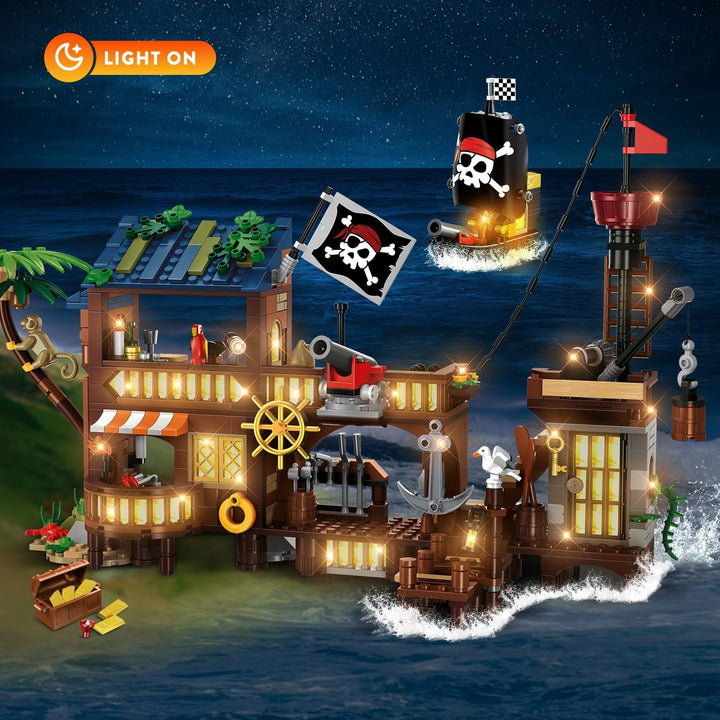 HOGOKIDS Juego de construcción de casa de barco pirata con