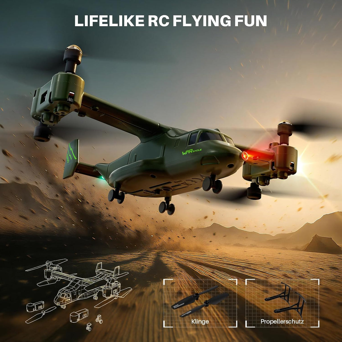 SYMA X550 RC Plane, 4CH Tiltrotor para Kids & Beginners, Stunt Flight