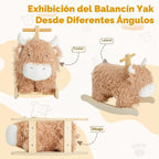 Caballo mecedor para bebé de 1 año de edad, juguete mecedor de madera de vaca de juguete de peluche de madera para cuarto de niños, sala de juegos, asiento de equilibrio de madera con asas, fiesta de cumpleaños, regalo de ducha