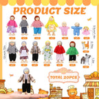 Juego de 20 piezas de casa de muñecas de madera, 16 mini figuras de personas, 4 mascotas, tradición