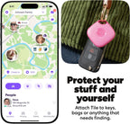 Life360 Tile - Rastreador Bluetooth, buscador de llaves y localizador de artículos para llaves, bolsas y más. Buscador de teléfonos. Compatible con iOS y Android. Paquete de 1 (ponche rosa)