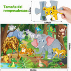 Rompecabezas de Piso Jumbo para Niños de 4-6 Años, Rompecabezas Grande de Animales de 48 Piezas, Cartón Extra Grueso, Juguetes de Aprendizaje Preescolar para Niños Pequeños de 3-5, Regalo Educativo