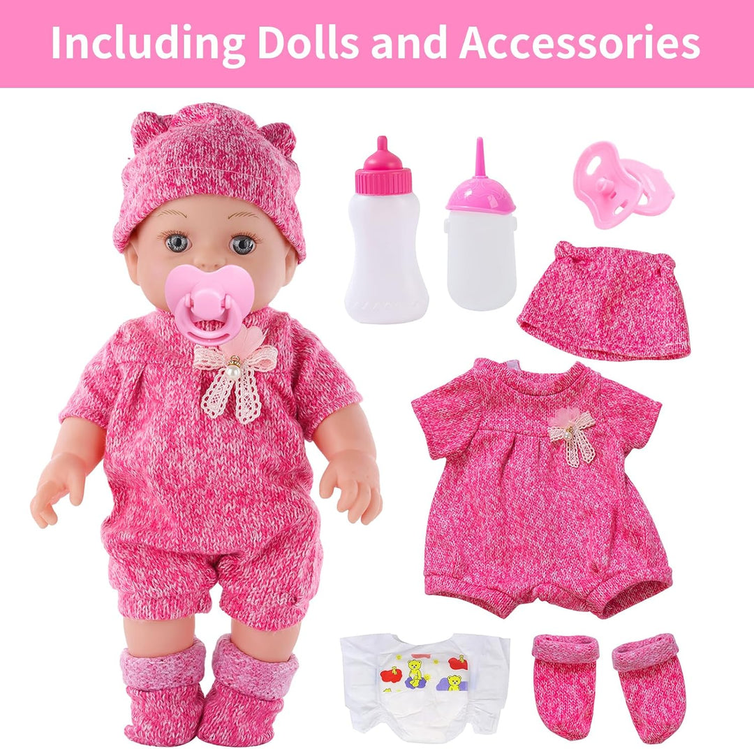 DONTNO Muñeca de bebé de 12 pulgadas con ropa y accesorios, Set de...
