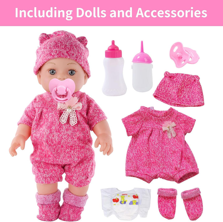 DONTNO Muñeca de bebé de 12 pulgadas con ropa y accesorios, Set de...