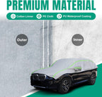 Funda para automóvil con tira reflectante verde, protector de granizo con forro de algodón, cubierta de parabrisas para hielo y nieve, cubierta de carrocería para todo tipo de clima para sol, lluvia, polvo