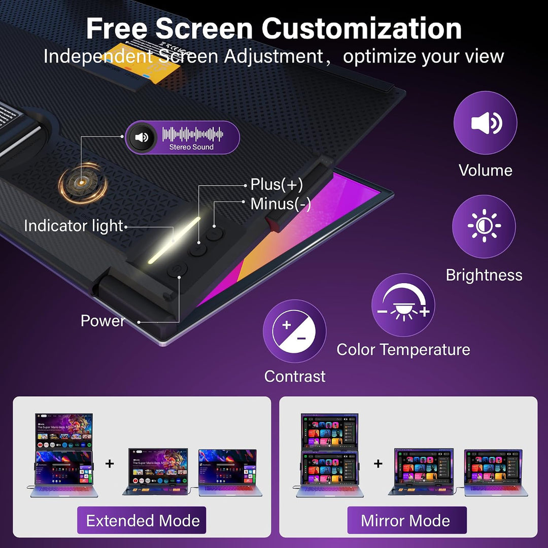 Extensor de pantalla para laptop de 15.6 pulgadas, monitor dual por...