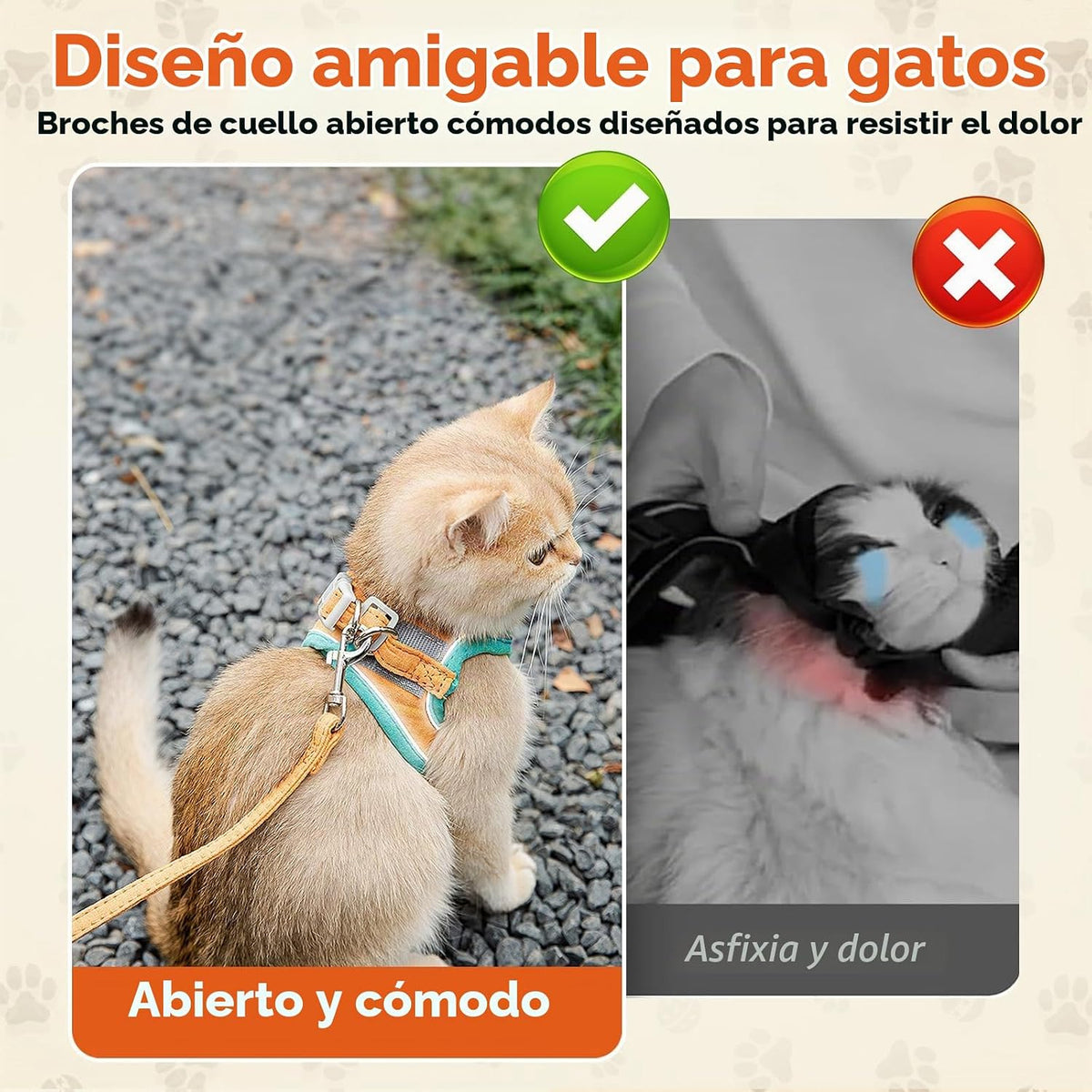 Arnés y correa para gato, a prueba de escape, suave correa ajustable para gato, transpirable, cómodo, fácil de usar, correa fácil de llevar, correa de paseo para gatos pequeños y medianos gatitos para