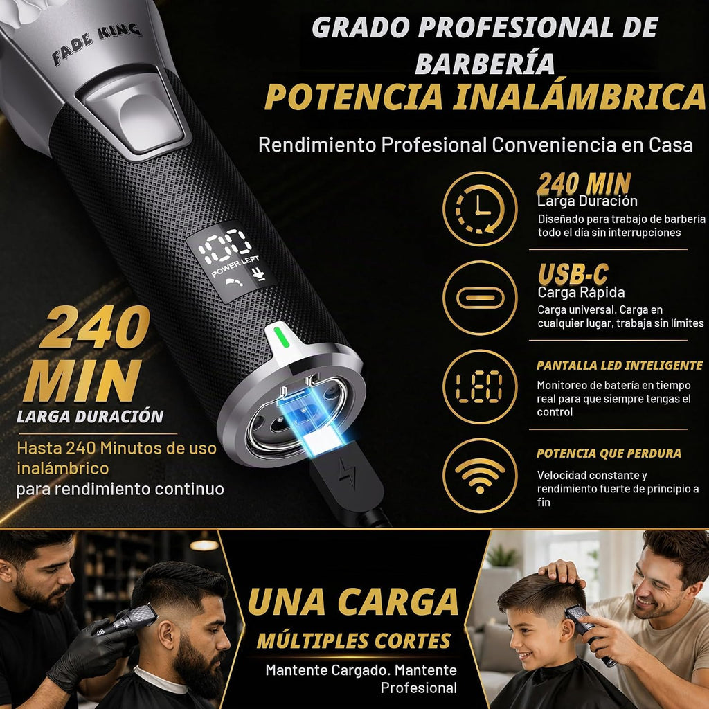 FADEKING Cortadora de pelo profesional para hombres, kit de aseo 3 en 1