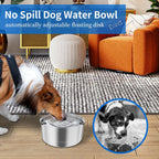 Tazón de agua para perros de gran capacidad de 3L/101oz en acero inoxidable, sin derrames, comedero para perros con dispensador de agua para beber lento