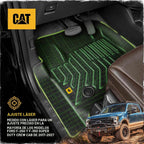 CAT® JustFit™ Alfombrillas 3D personalizadas para Ford F-250 F-350 Super Duty Crew Cab 2017-2026, juego completo delantero y trasero, forros de goma resistentes medidos con láser, accesorios Ford