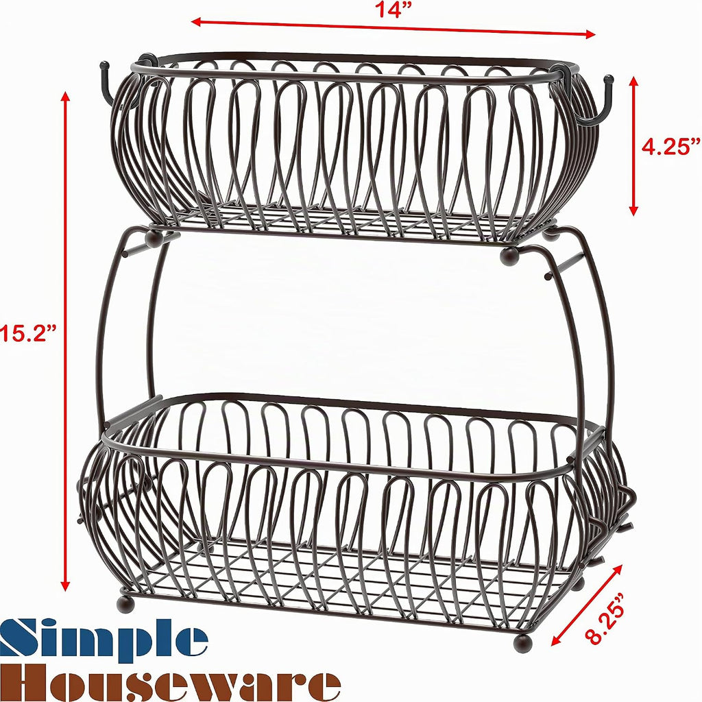 Simple Houseware Soporte oblato para cesta de frutas de 2 niveles, bronce