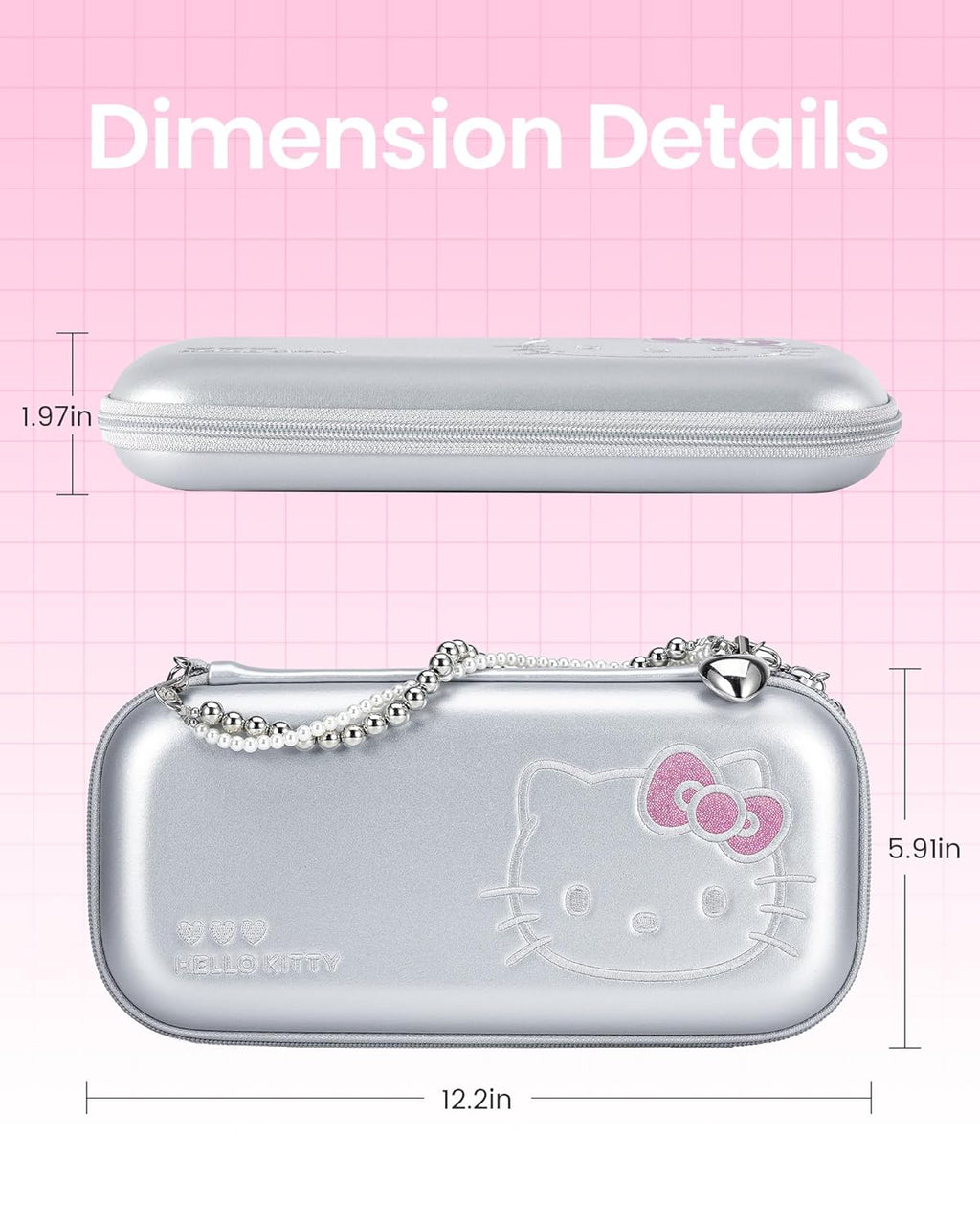 Kuitmor Funda de transporte compatible con Switch 2 (2025), bolsa de almacenamiento rígida con delicada cadena de mano, funda portátil para consola de juegos Switch 2 - HLK