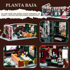 City Coffee House Mini Building Set,Three-Level Cafe Modern House (1058pcs)