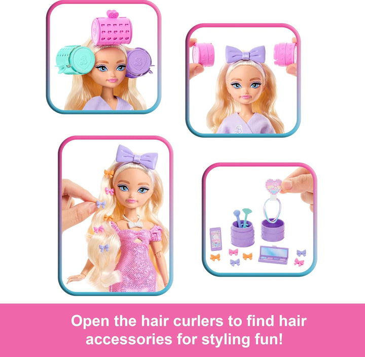 Muñeca de moda Barbie Dream GET Ready Malibu con cabello estilizado...