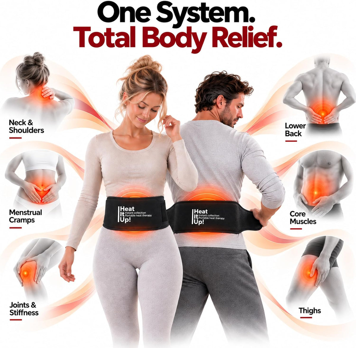 Heat It Up - Almohadilla térmica portátil para dolor de espalda y calambres