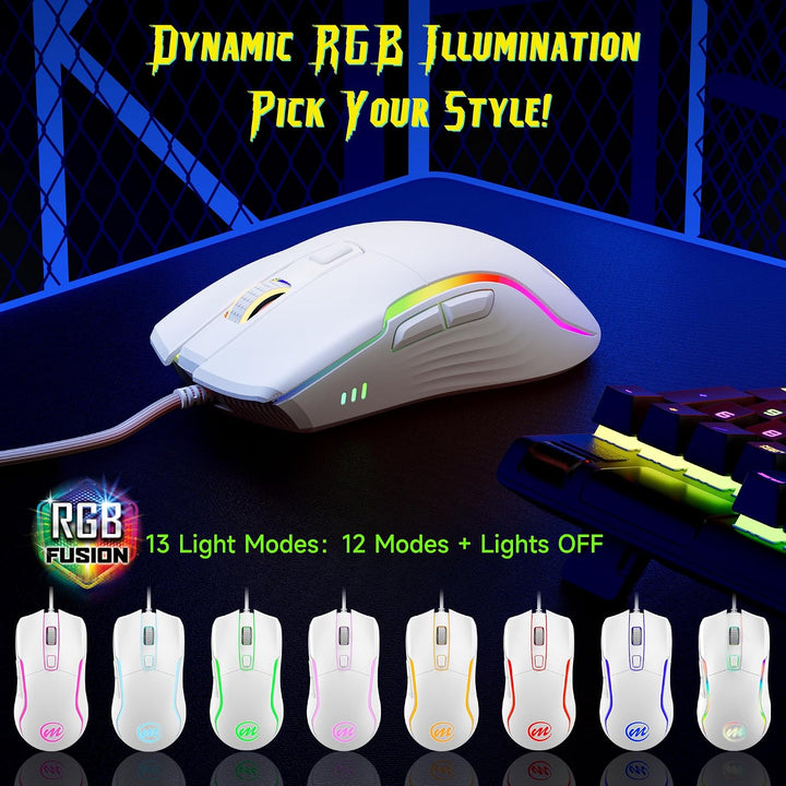 memzuoix Mouse para juegos con cable RGB - 6 DPI ajustables hasta 1...