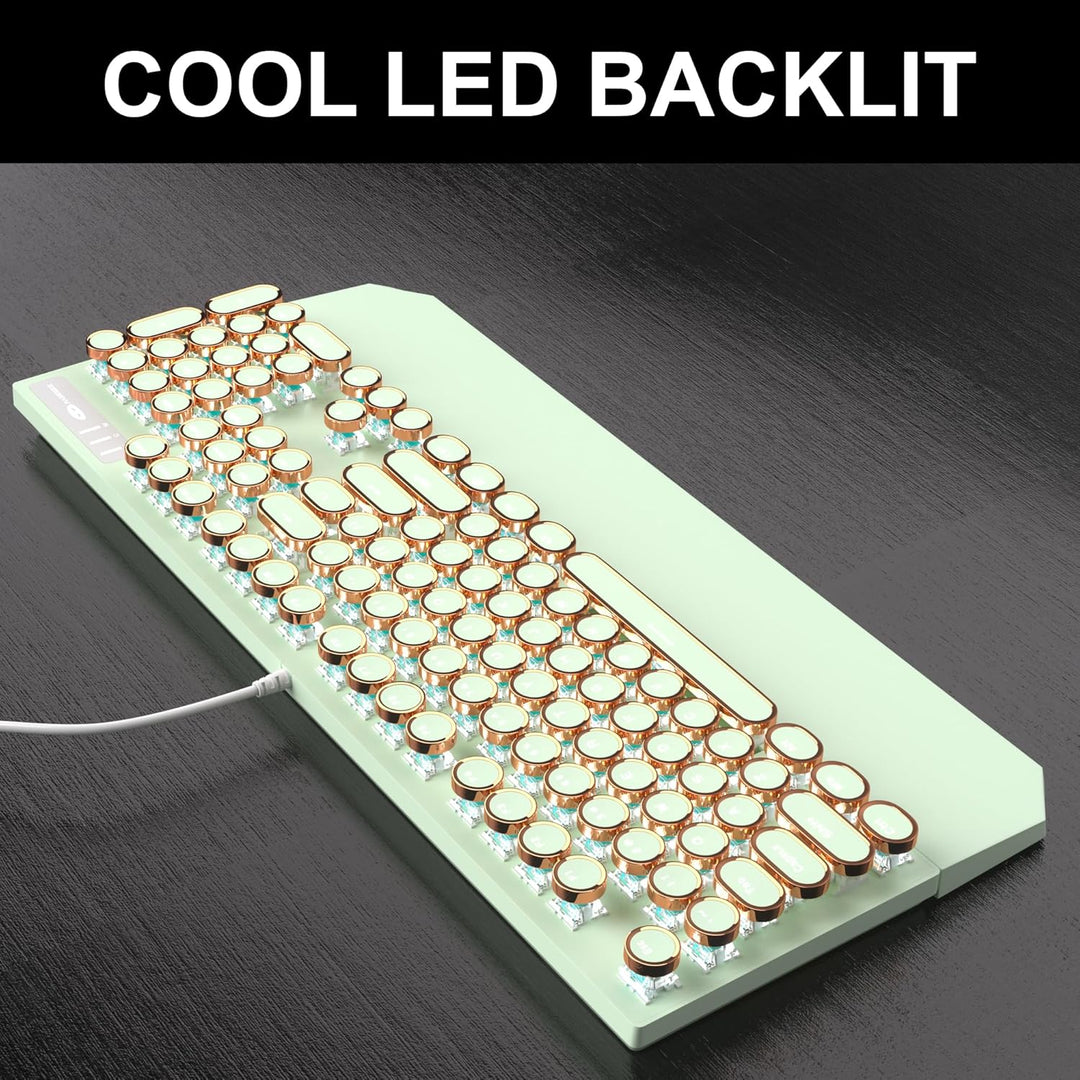 Camiysn Teclado Mecánico para Juegos Estilo Máquina de Escribir, Te...