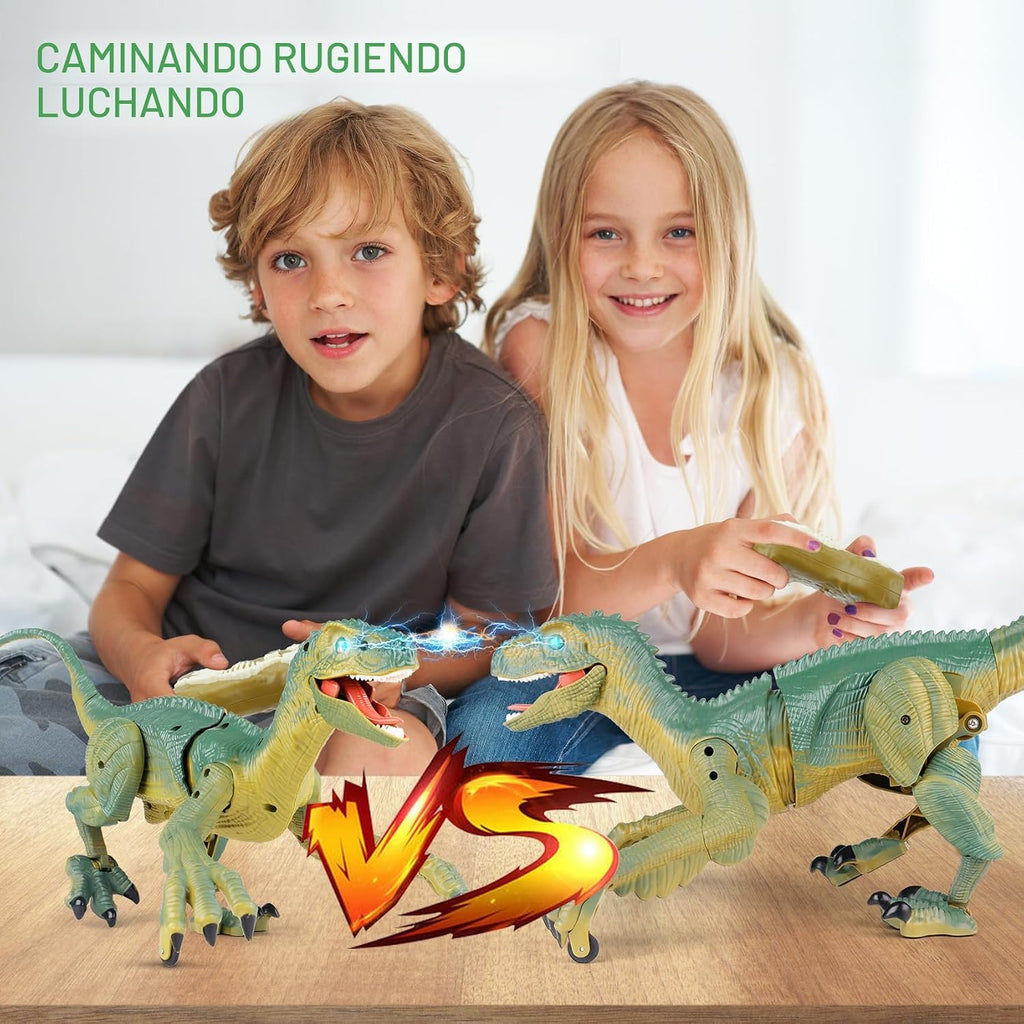 VERTOY Juguetes de dinosaurio a control remoto para niños: construye un gran dinosaurio velociraptor para caminar con luz y sonido, ideas de regalo de cumpleaños para niños y niñas de 3, 5, 5, 7, 8 a