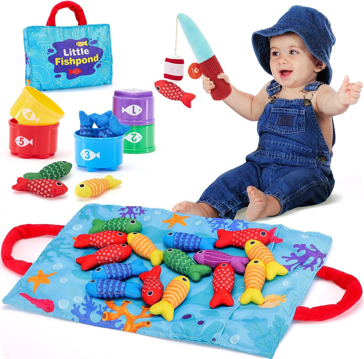 Juguetes para niños pequeños juego de pesca de tela