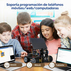 Kit de tanque de robot solar con cámara inteligente ESP32 5 en 1, kit de robótica de juguete STEM para niños de 8 a 16 años, aplicación y control remoto, automóvil 4WD con cámara de 3 MP, kit de codificación científica educativa Arduino, regalo para