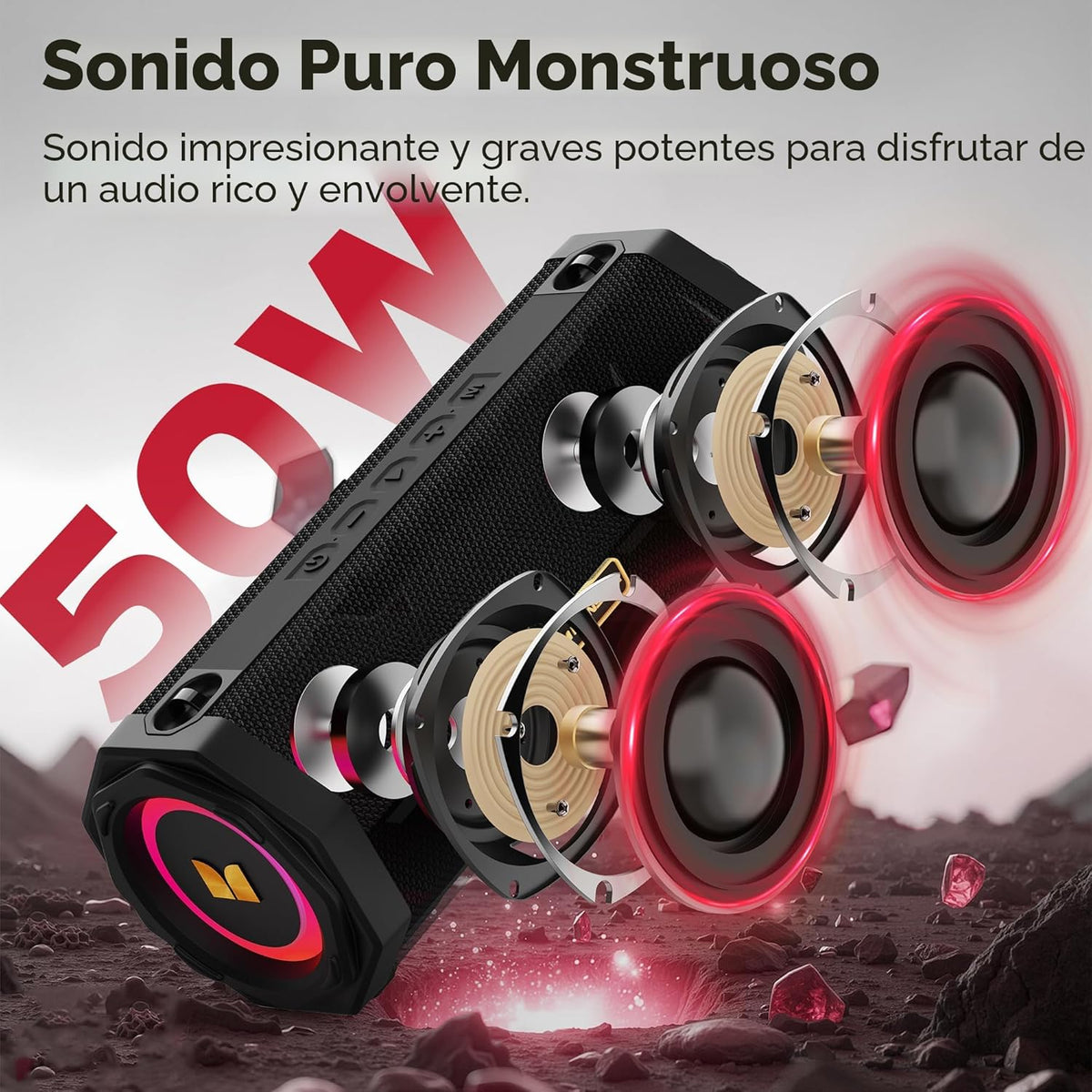 Monster Altavoz S200 Altavoz Bluetooth portátil inalámbrico, tiempo...