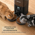 Comedero Automático VOLUAS para Dos Gatos con Dos Platos de Acero Inoxidable, 6L
